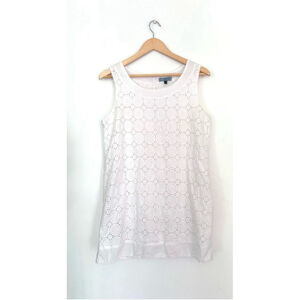 Women's Red Herring Dress tunic euro 42 medium White Sleeveless lace embroidere